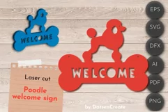 Poodle dog welcome sign, dog owner door sign svg laser cut Product Image 1