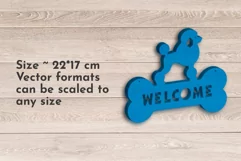 Poodle dog welcome sign, dog owner door sign svg laser cut Product Image 2