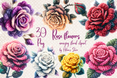 Magical Knitted Roses Clipart BUNDLE | Amazing flower png Product Image 1