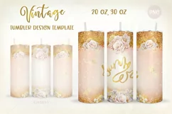 Golden Tumbler Vintage Design 20,30 oz - Sublimation. Product Image 1