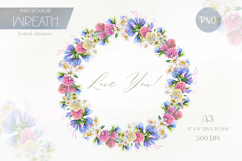 Watercolor wreath with meadow flowers. Product Image 1