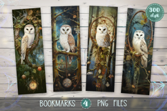 Bookmarks design - Magical Owls in the Forest. Product Image 1