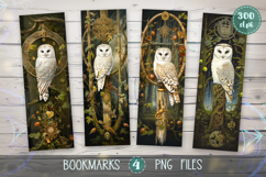 Bookmarks design - Magical Owls in the Forest. Product Image 1