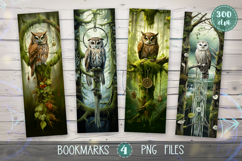 Bookmarks design - Magical Owls Celtic Forest. Product Image 1