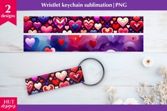 Hearts wristlet keychain sublimation, key fob wristlet PNG Product Image 1