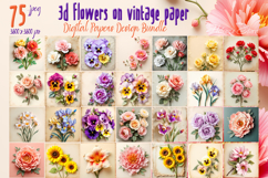 Vintage floral digital papers BUNDLE |Flowers scrap booking Product Image 1