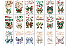 Christmas Coquette bows sublimation kitchen tea towel BUNDLE Product Image 2