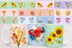 Vintage summer flowers design mug wrap 15 oz 11 oz BUNDLE Product Image 5