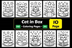 Cat in Box Coloring Page Art Product Image 1