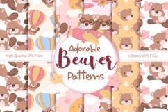 Cute Little Beaver Seamless Pattern Set Product Image 1