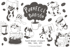 Purrfect Barista Hand Drawn Clipart Product Image 1