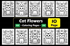 Cat Flowers Coloring Page Joy Product Image 1