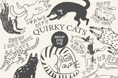 Quirky Cats Clipart Set Funny Hand Drawn Cat Illustrations Product Image 1