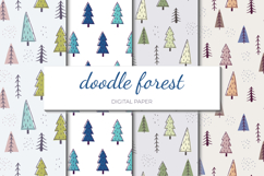 Digital paper with doodle forest seamless pattern Product Image 1