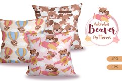Cute Little Beaver Seamless Pattern Set Product Image 4
