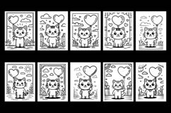 Balloon Cat Coloring Page Fun Product Image 2