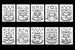 Cat in Box Coloring Page Art Product Image 2