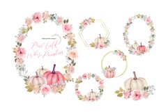 Pink Gold White Pumpkin Bundle Clipart, Fall Autumn Pumpkin Product Image 2
