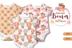 Cute Little Beaver Seamless Pattern Set Product Image 6