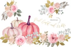 Pink Gold White Pumpkin Bundle Clipart, Fall Autumn Pumpkin Product Image 6