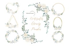 Elegant White Flower Greenery White Pumpkin Bundle Clipart Product Image 4