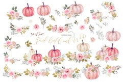 Pink Gold White Pumpkin Bundle Clipart, Fall Autumn Pumpkin Product Image 5