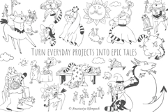 Hand-Drawn Medieval Doodle Cats Product Image 5