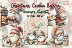 Christmas Cookie Bakery Gnomes Winter Watercolor Clipart Product Image 1