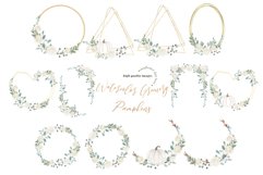 Elegant White Flower Greenery White Pumpkin Bundle Clipart Product Image 5