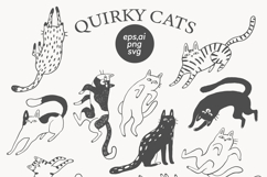 Quirky Cats Clipart Set Funny Hand Drawn Cat Illustrations Product Image 4