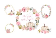 Pink Gold White Pumpkin Bundle Clipart, Fall Autumn Pumpkin Product Image 4