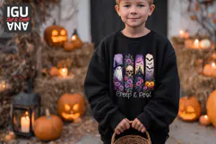 Halloween Tshirt Brush Strokes PNG Ghost, Skull, Pumpkin DTF Product Image 8