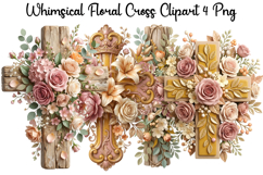Whimsical Floral Cross Png Clipart Product Image 1