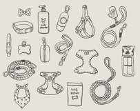 Dog Essentials Clipart Set Funny Hand Drawn Pet Care Bundle Product Image 5