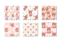 Cute Little Kangaroo Seamless Pattern Set Product Image 4