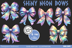 Shiny neon bows. Sublimation design PNG Product Image 2