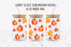 Fall Libbey Glass. 16 oz Glass Can. Pumpkin Wrap Sublimation Product Image 1