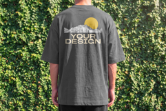 Tshirt Mockup Back Aesthetic Wall Vine Background Product Image 1