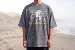 Model Tshirt Washed Front Mockup Product Image 1