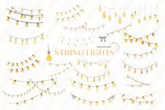 Yellow String Lights Clipart, Wedding String Lights Product Image 1