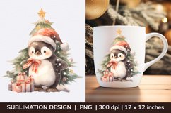 Christmas Penguin, Cute Penguin Clipart, Watercolor penguin Product Image 1