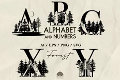 Forest Alphabet, Vector Numbers and Letters SVG PNG EPS Product Image 1