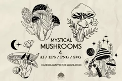Mystical Mushrooms SVG PNG EPS Product Image 1