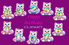 Happy Birthday Cat Clip Art PNG Product Image 1