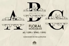 Flower Monogram Letters SVG PNG EPS Product Image 1