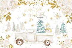 Vintage Truck Winter Snowflakes Frame Clipart Product Image 1