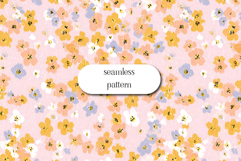 Ditsy Floral Seamless Pattern Pink Pastel Flowers JPG Product Image 1