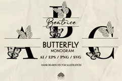 Butterfly Monogram Letters SVG PNG EPS Product Image 1