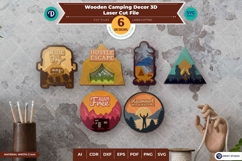 Wooden Camping Decor Set of 6 - Wood Laser Cut File Product Image 1