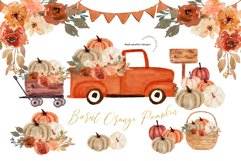 Autumn Orange Pumpkin Truck clipart, Burnt Orange Pumpkin Product Image 1